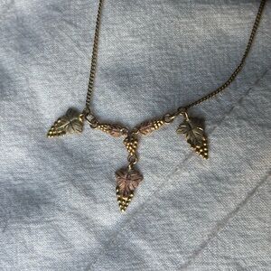 Gold and Grape Leaf Pendant Necklace